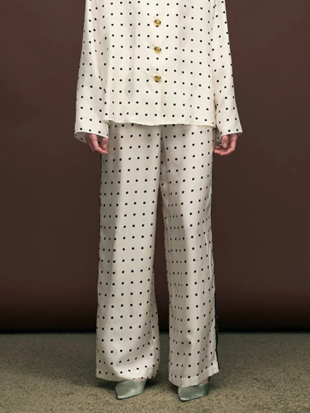 Anthropologie Maude club ziggy dot silk pants